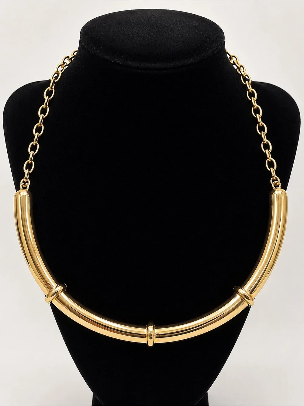 BCBG Gold Tone Chunky Statement Collar Necklace